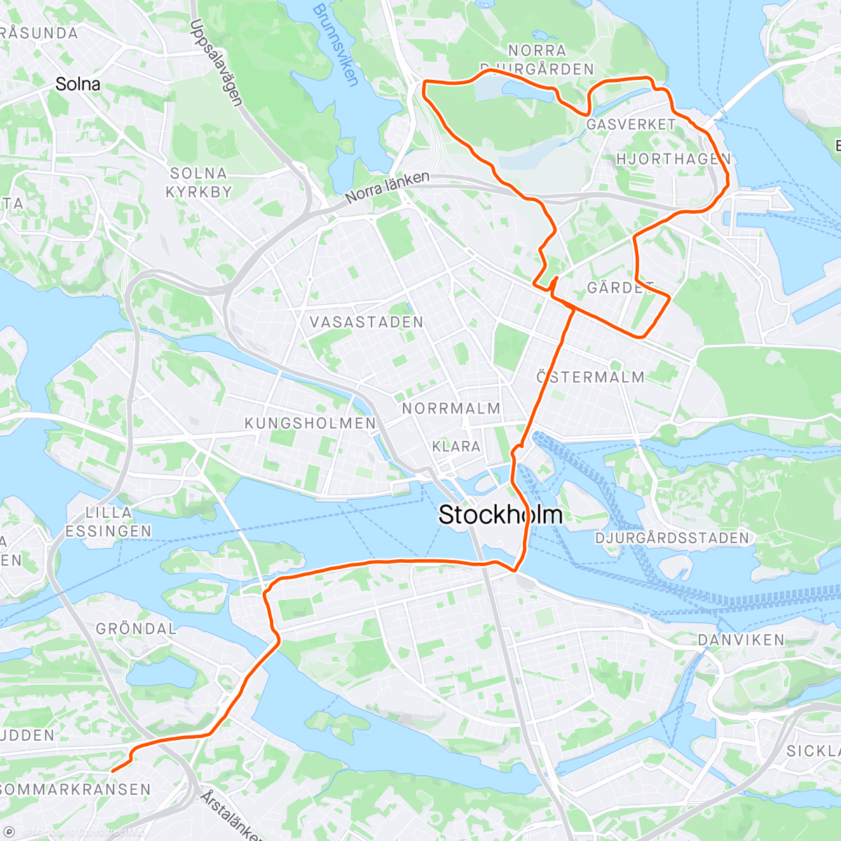 Map of the activity, Tuesday Run with Stockholm Run Club 🏃‍♂️