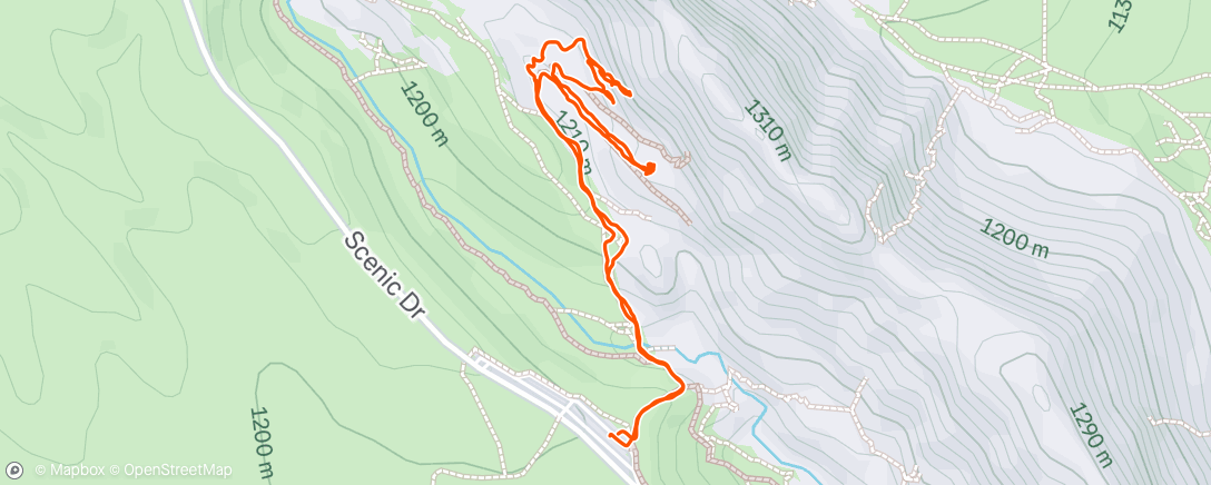 Map of the activity, Hike to and from climbing location in Red Rock.