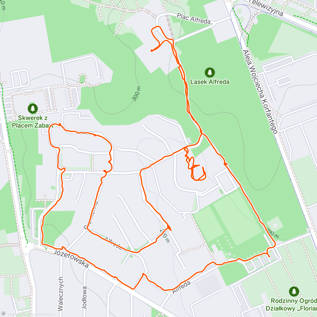 Mapa de la actividad, Lasek Alfreda Walk ☀️