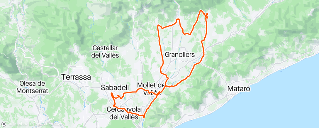 Map of the activity, La Roca, Cardedeu, Mirador del Montseny, Corró d'Amunt, La Garriga, Montmeló, Moncada