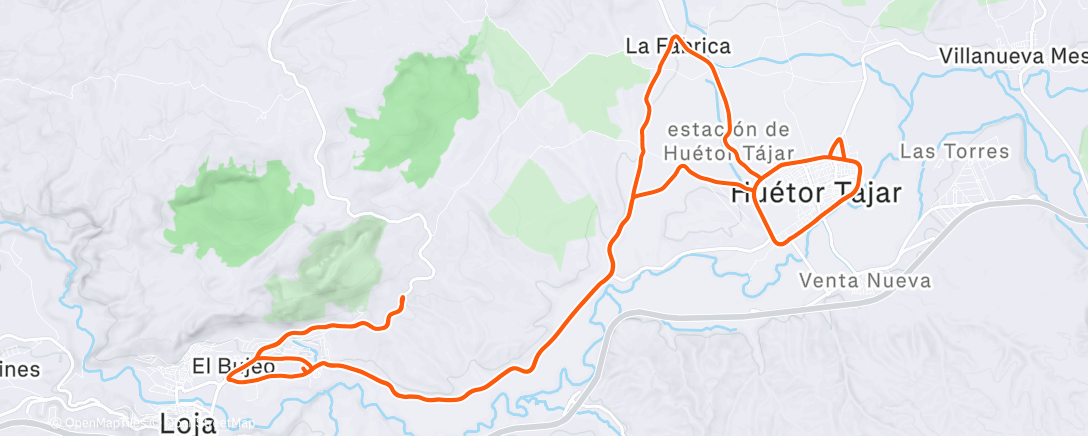 Map of the activity, Bicicleta por la tarde