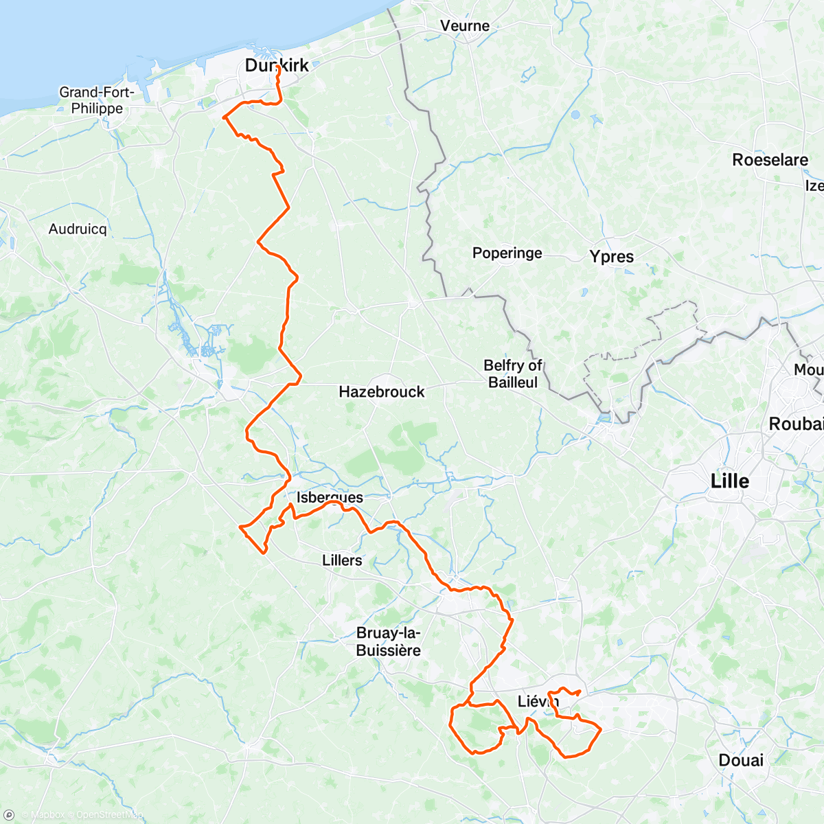 Map of the activity, Mittagsradfahrt