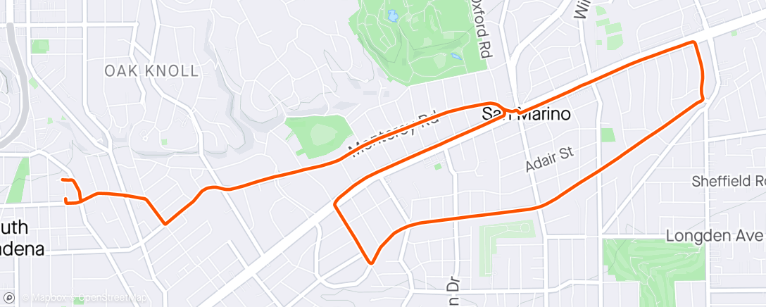 Map of the activity, 5 x 2 min @ 10K into 2 min @ MP...keep going...