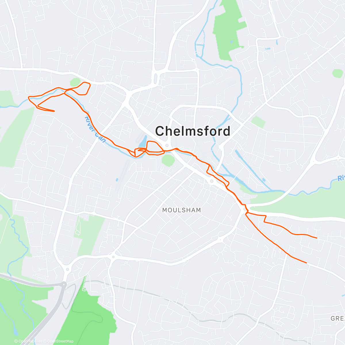 Map of the activity, Park run