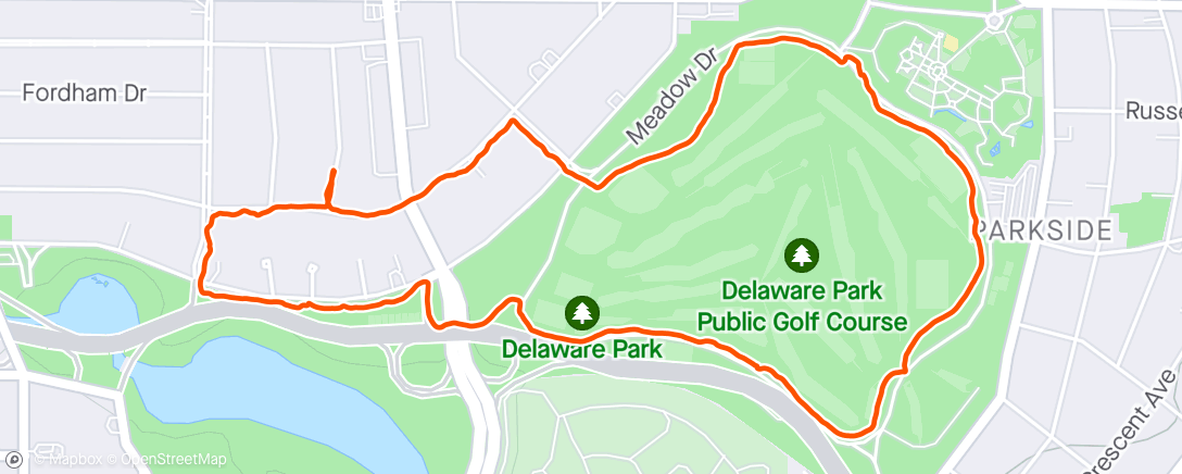Map of the activity, Evening Walk With Sandra and Mr Ziggy at Delaware Park