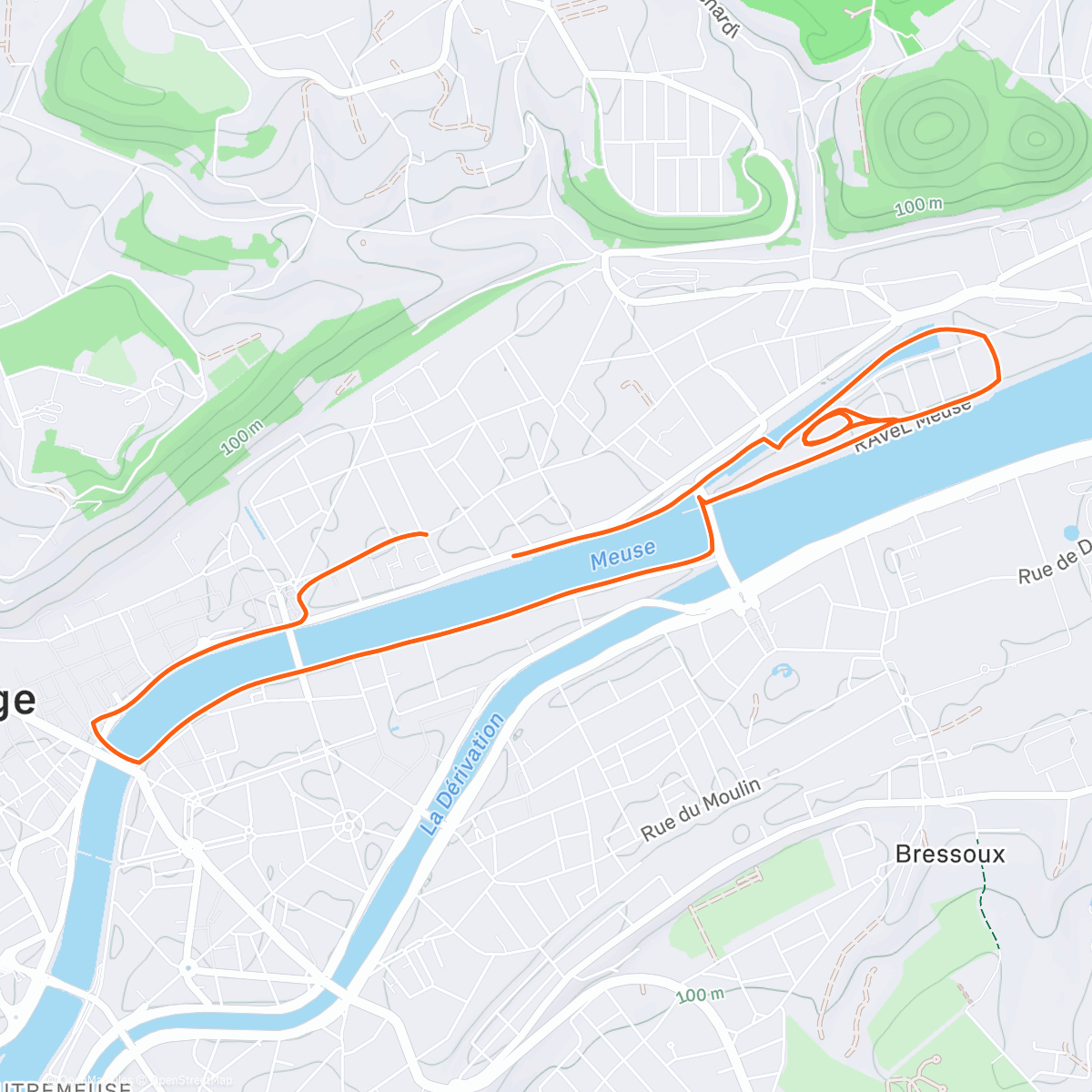 Map of the activity, Course à pied en soirée