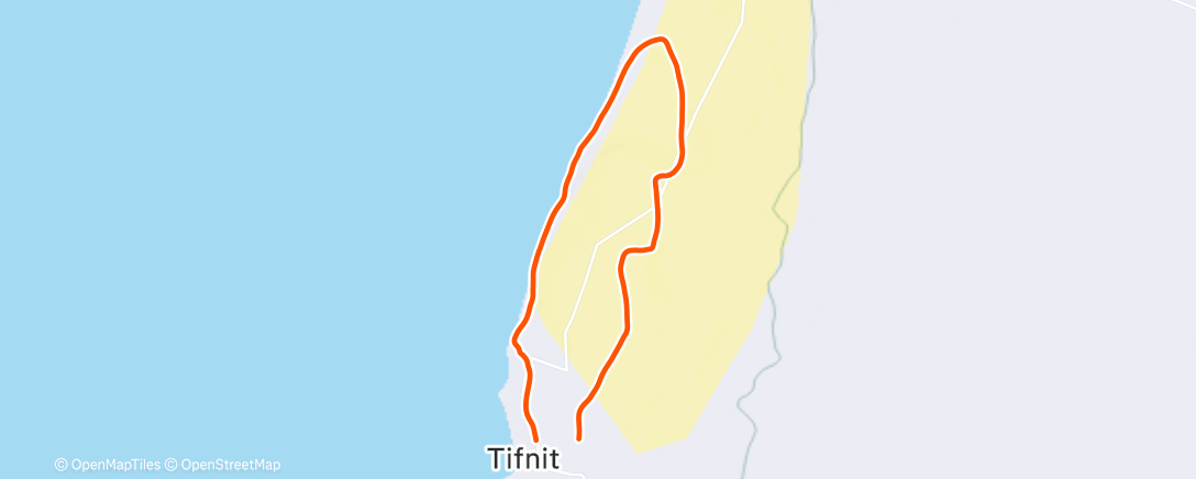 Map of the activity, Middaghike - Dunas de Tifnit - opnieuw een ander landschap
