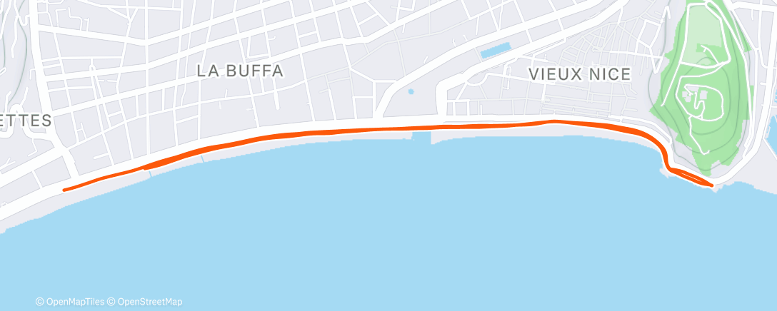 Map of the activity, Course à pied en soirée