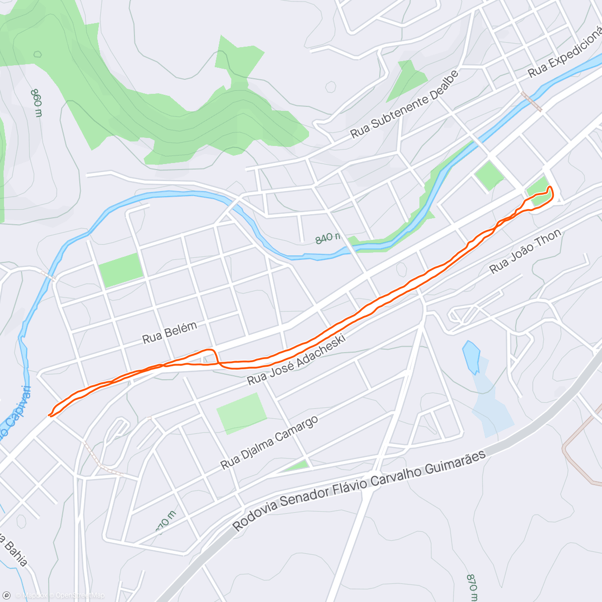Map of the activity, Caminhada Jaguariaíva 103/90