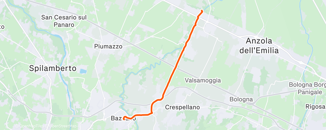 Map of the activity, Ciclismo mattutino
