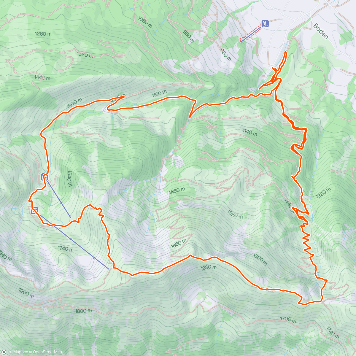 Map of the activity, 1:40h Arbeit, 1:20h Vergnügen