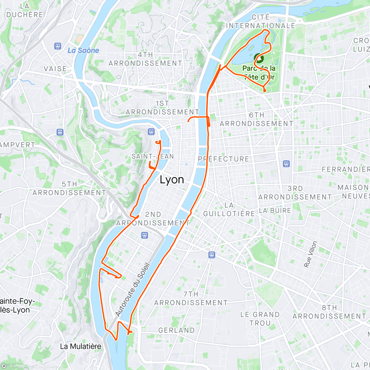 Mapa da atividade, Bike Tour around the city of Lyon - France