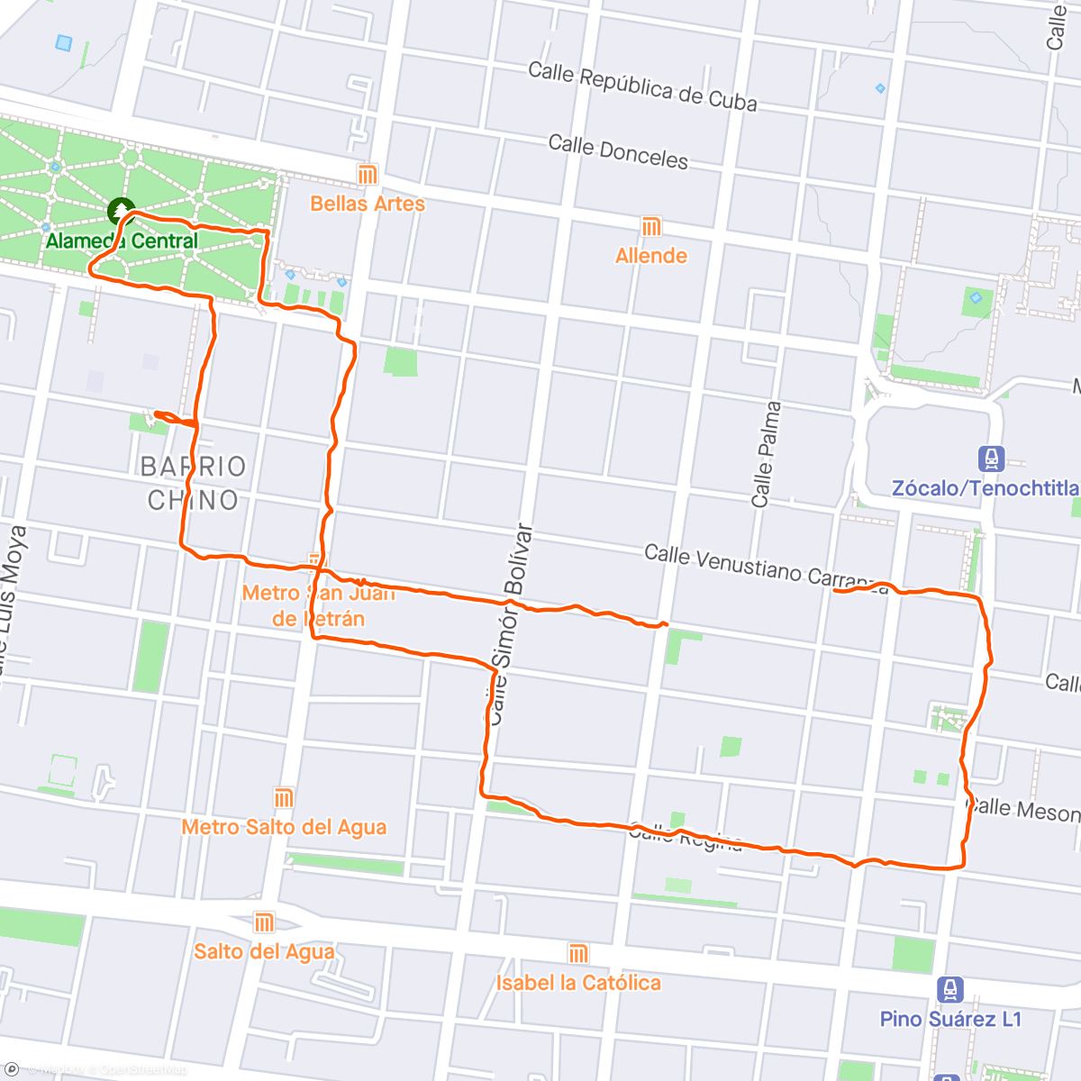 Map of the activity, Mexico City Morning Walk