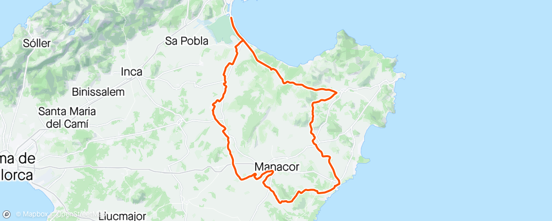 Mapa da atividade, Wunderschöne hügelige Route nach Porto Cristo und zurück
