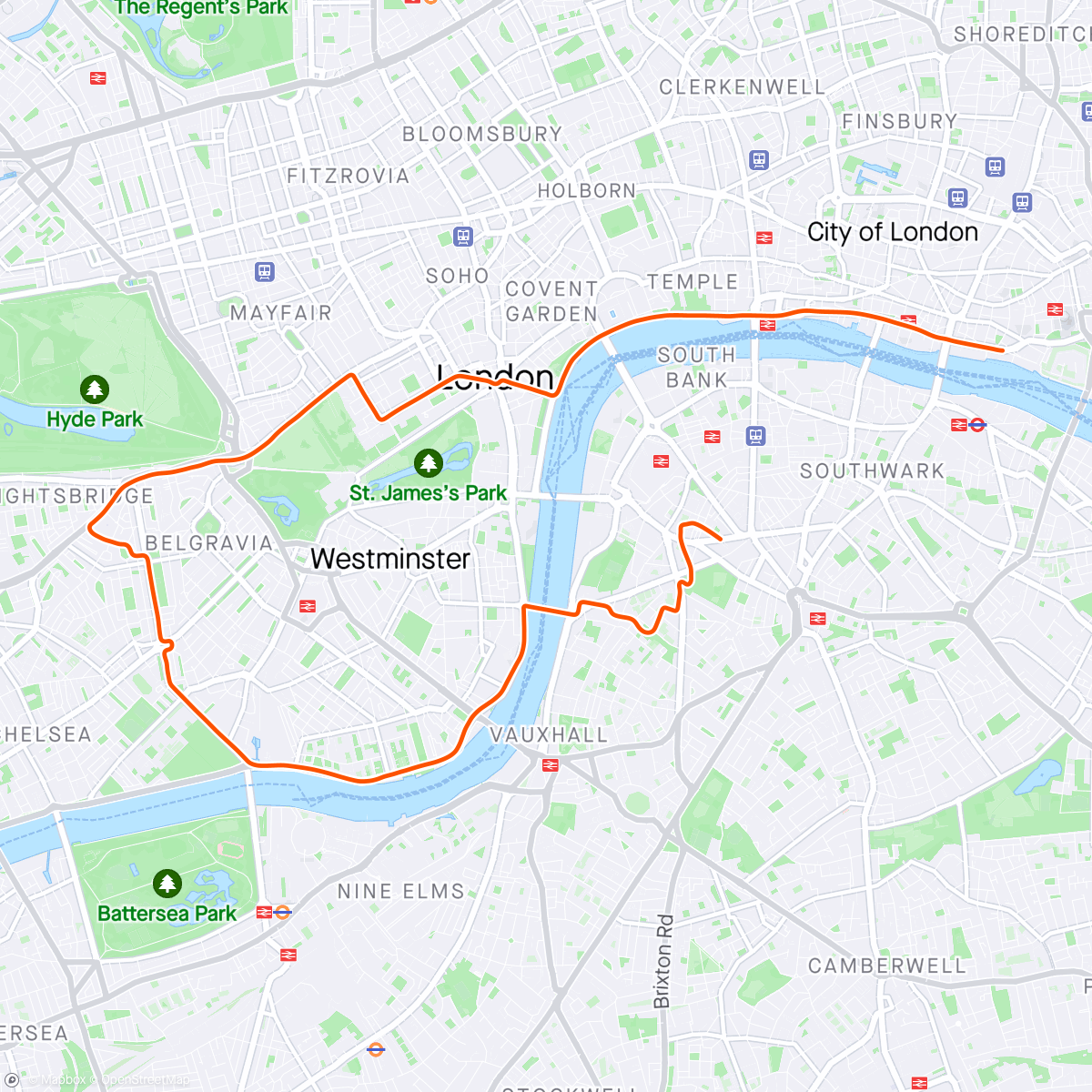 「Zwift - Greater London Loop in London」活動的地圖