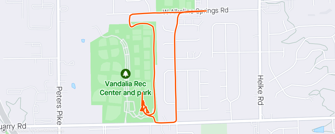 Map of the activity, Ride to Vandalia Rec Center