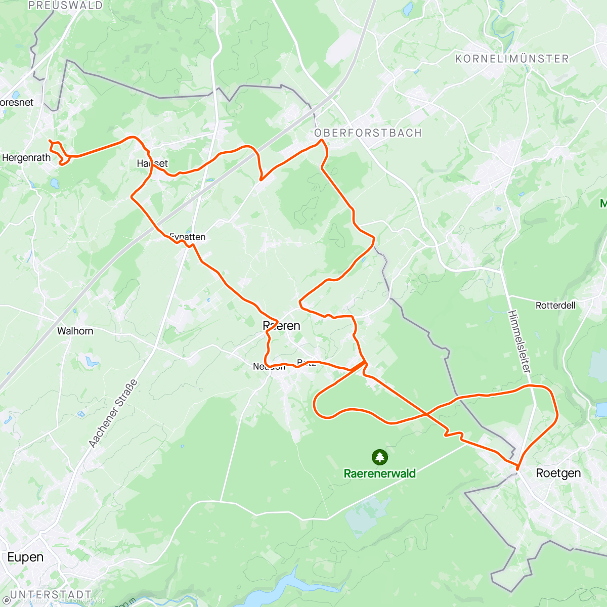 Map of the activity, Intensive März-Fahrt: 42,1 km Ausdauerfahrt am Nachmittag
