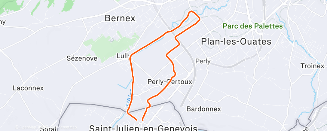 Map of the activity, Course à pied le midi