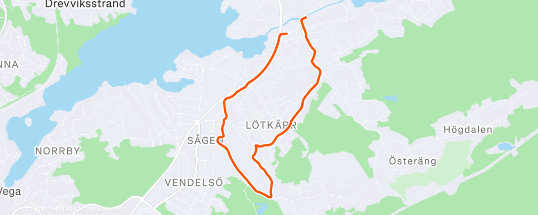 Map of the activity, Afternoon Run