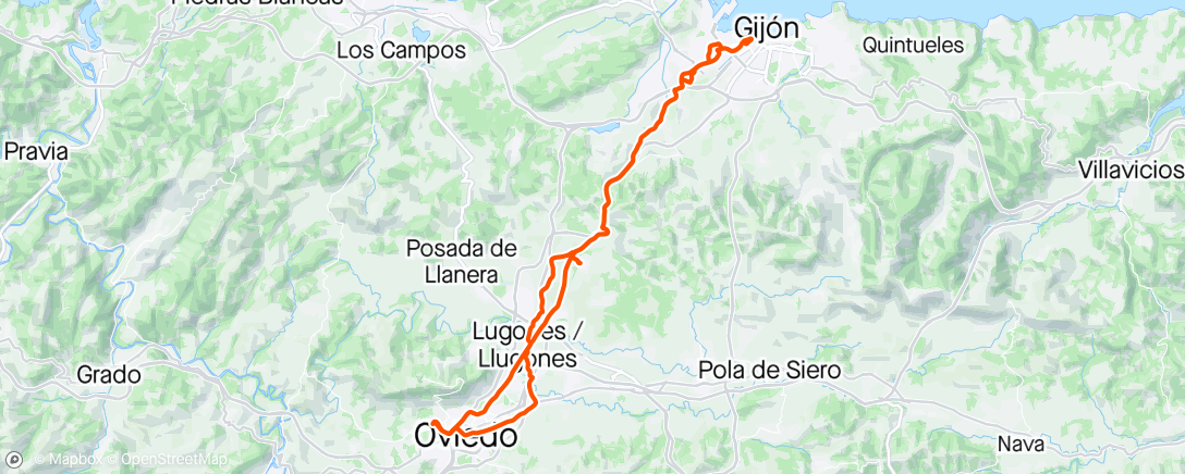 Map of the activity, De Oviedo a Gijón tranquilamente (AcB050)