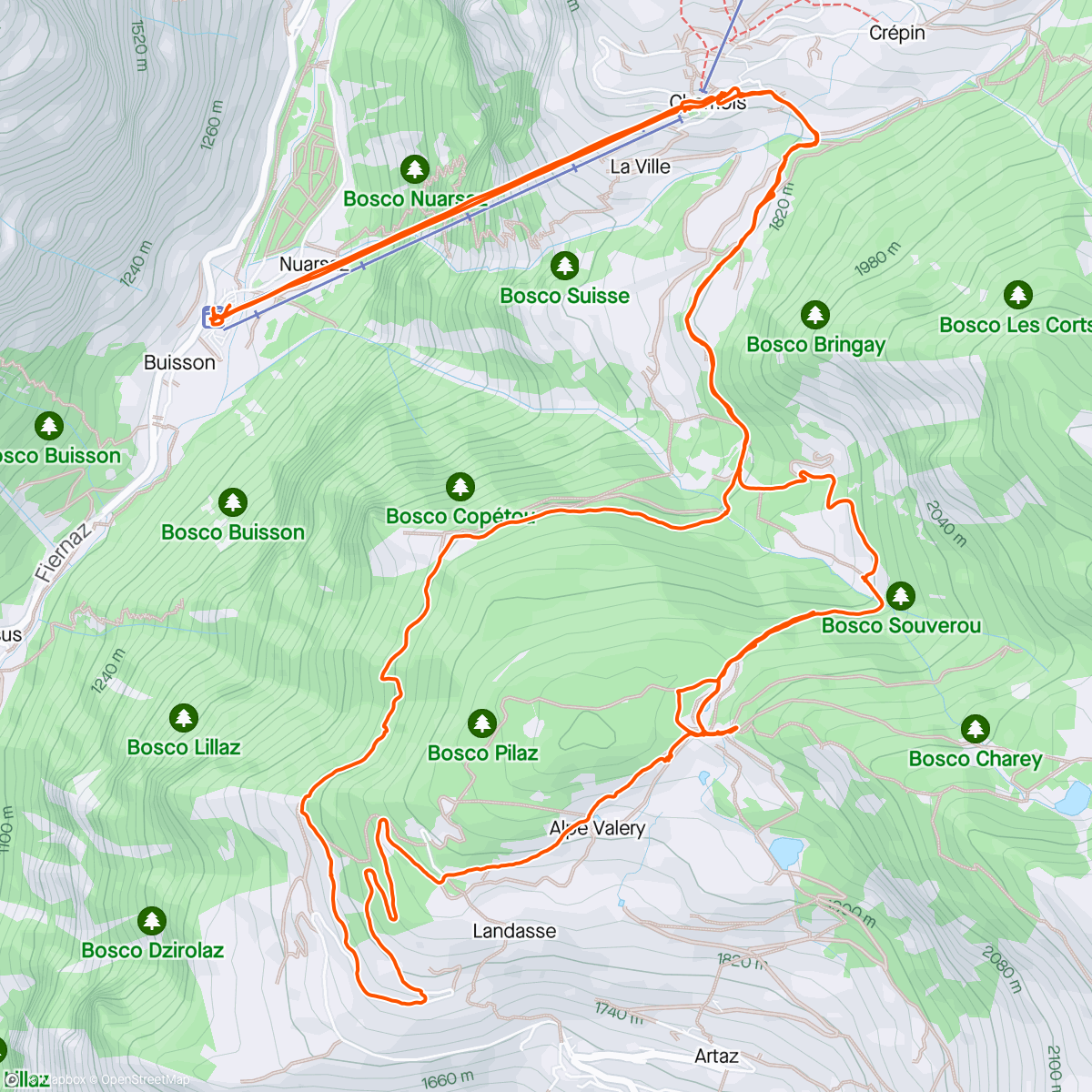 Map of the activity, Chamois - Colle Pillaz