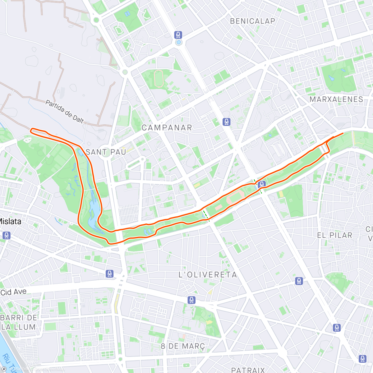 Map of the activity, Cauce Rio Turia