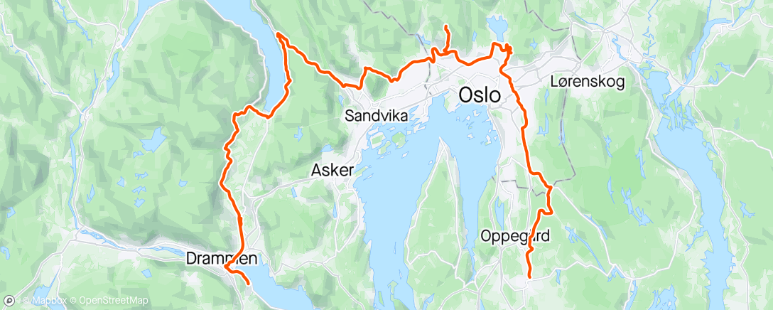 Map of the activity, Langtur til Lier med noen avstikkere