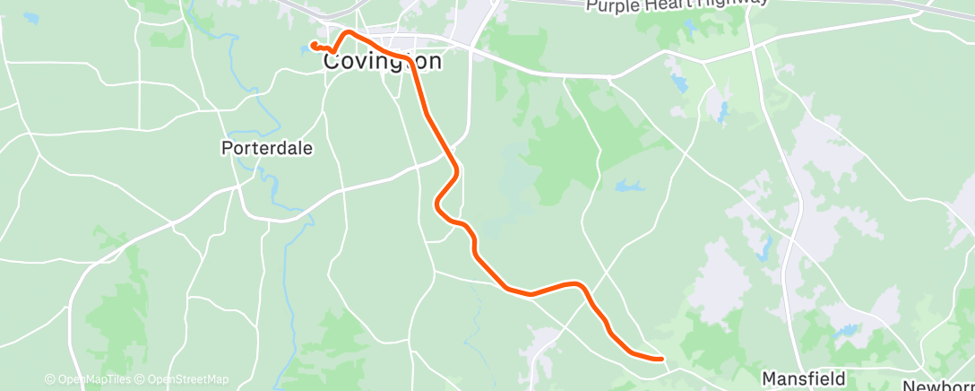 Map of the activity, Lunch Ride