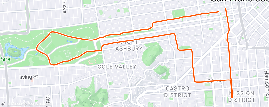 Map of the activity, Looking for the track in Golden Gate Park