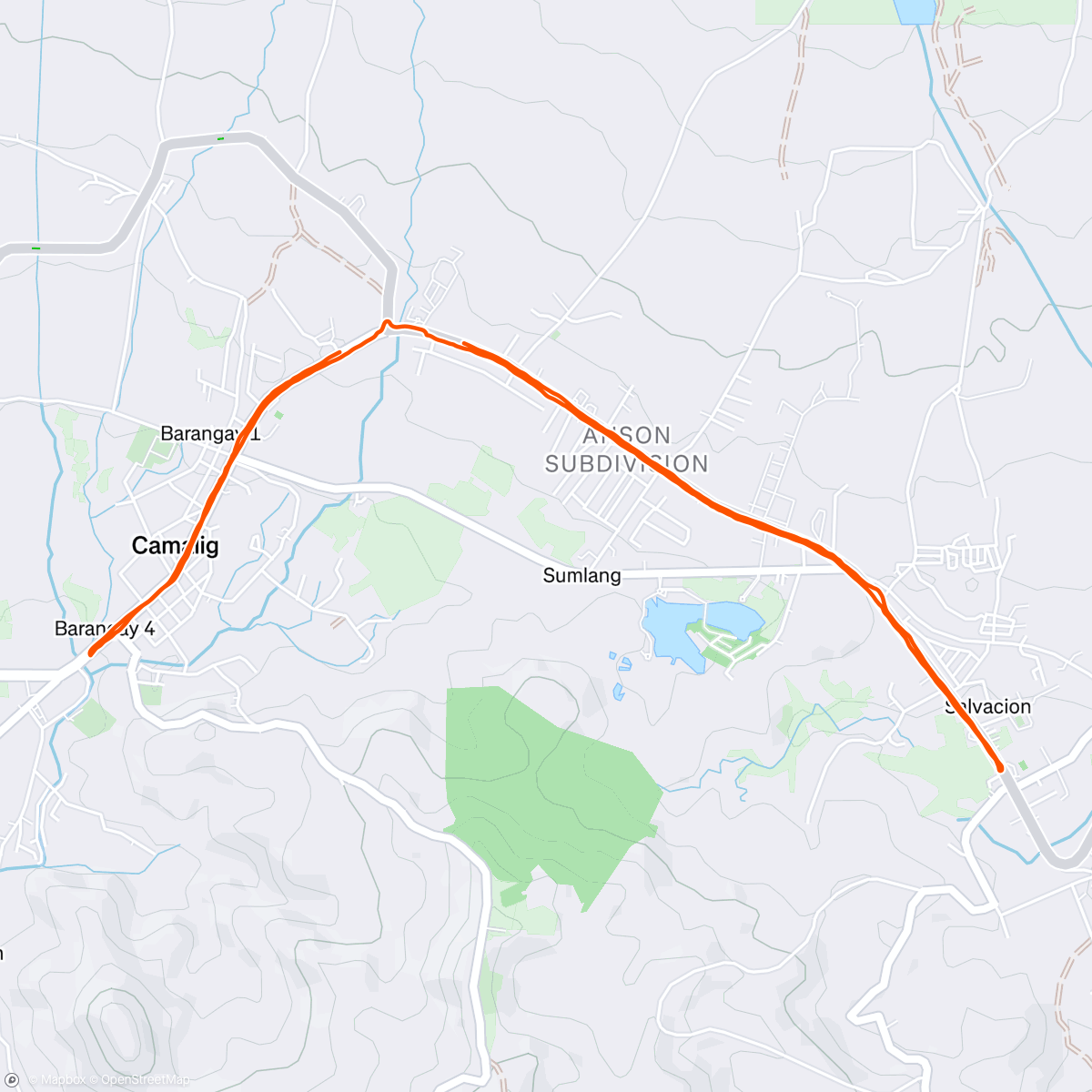 Map of the activity, Afternoon Run