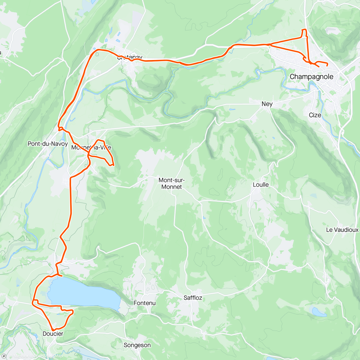 Map of the activity, Vtt avec monisa( champagnole /lac de chalain,jura )