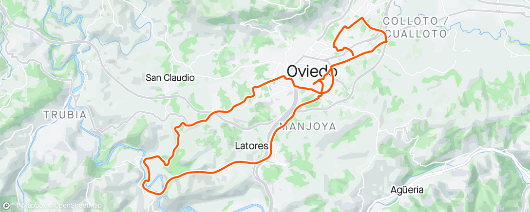 Karte der Aktivität „Oviedo - Las Caldas - Sograndio - Espiritu Santo - La Corredoria - Oviedo”
