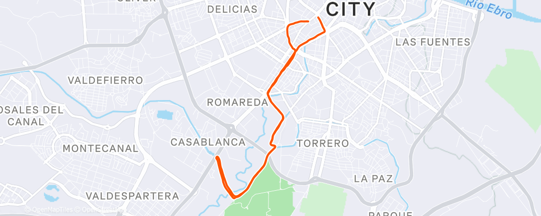 Map of the activity, Carrera de noche