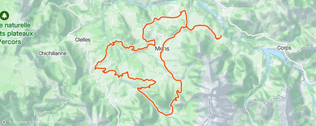 Map of the activity, Tour du Trièves par le col de Mens