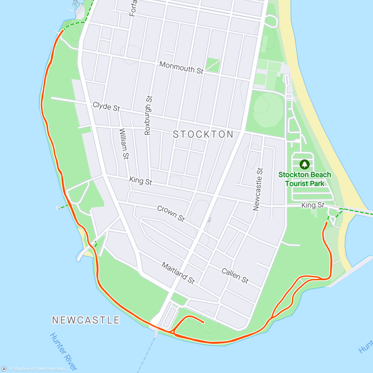 Map of the activity, Stockton Parkrun Newcastle