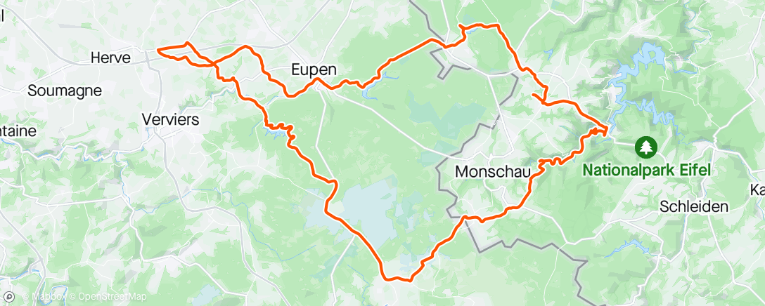 Map of the activity, Belgische en Duitse Eifel. Zwaar maar voldaan