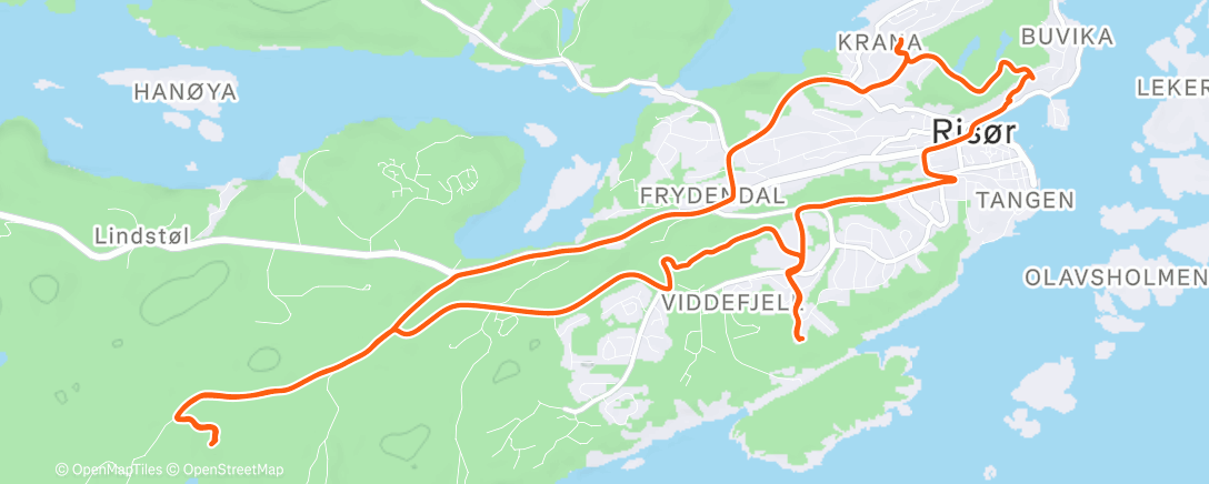 Map of the activity, Evening Ride