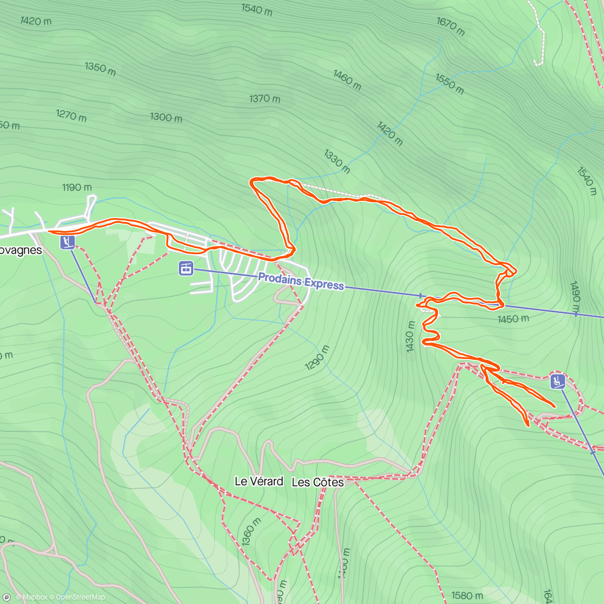 Map of the activity, Pre-ski hike. Beautiful day