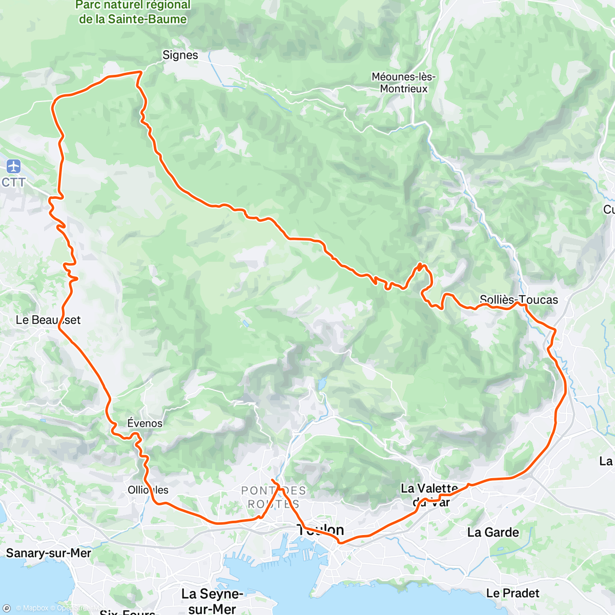 Map of the activity, Sortie vélo le matin