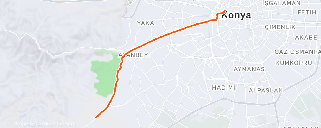 Map of the activity, Konya Afternoon Ride