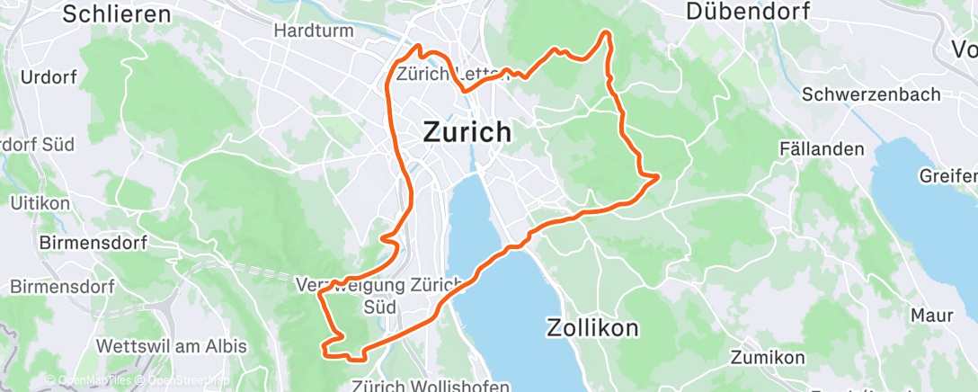 Map of the activity, MyWhoosh - Zurich