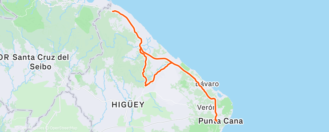 Карта физической активности (ROUVY - GFNY Republica Dominicana (153km))