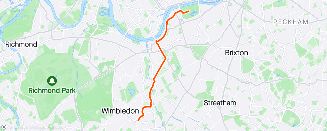 Mappa dell'attività Singie speed to Battersea Park for the race