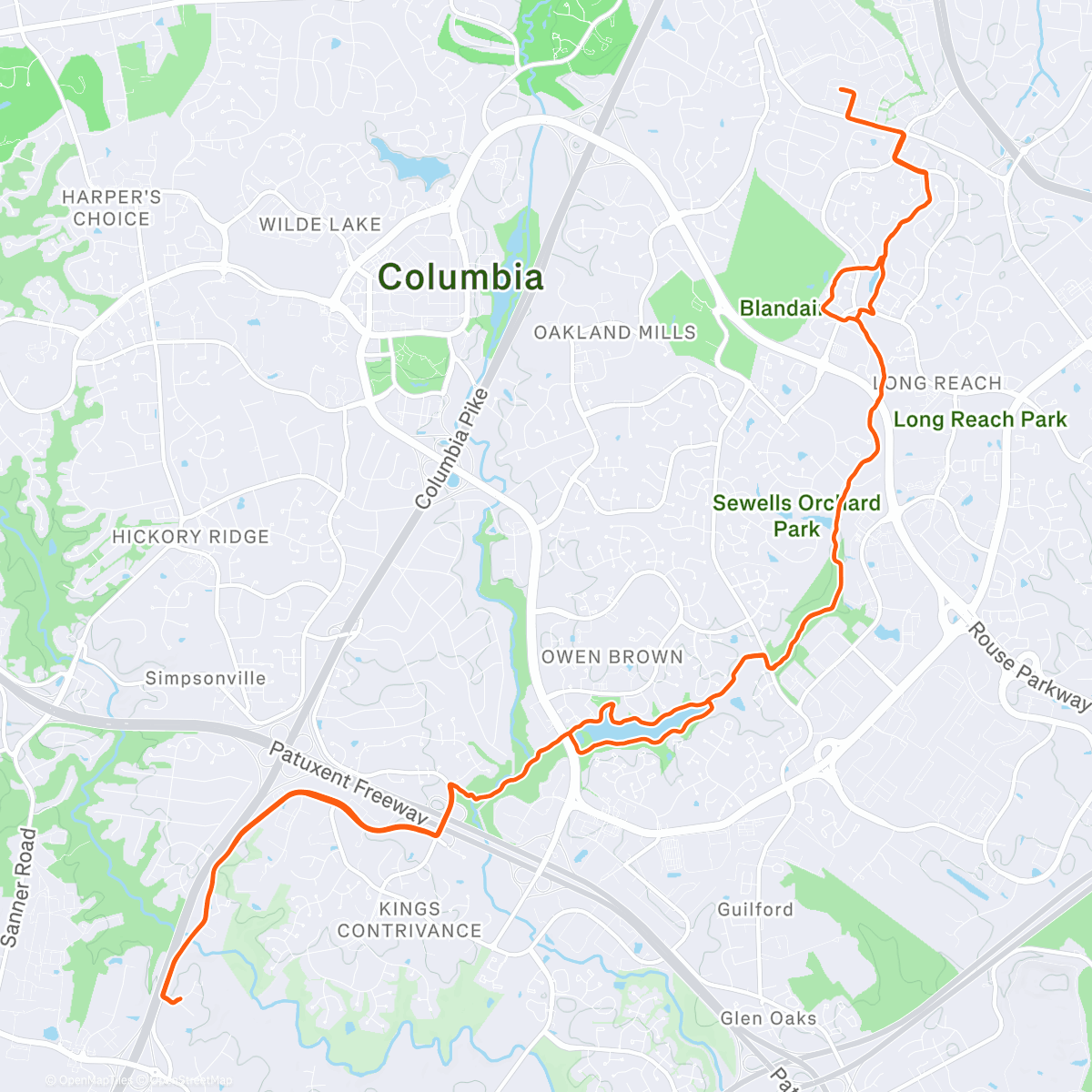 Map of the activity, Afternoon Ride