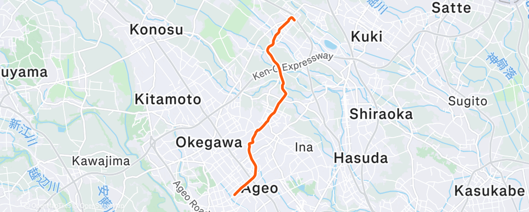 Map of the activity, Afternoon Run