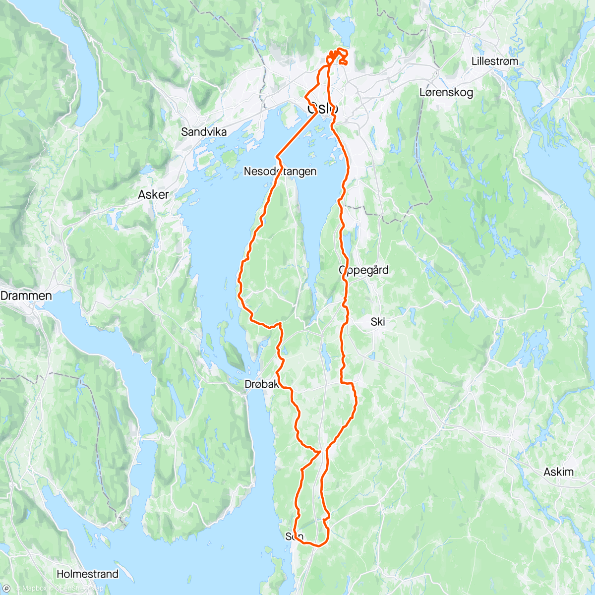 Mapa da atividade, Til Son og Nesodden med Øystein og Steffen