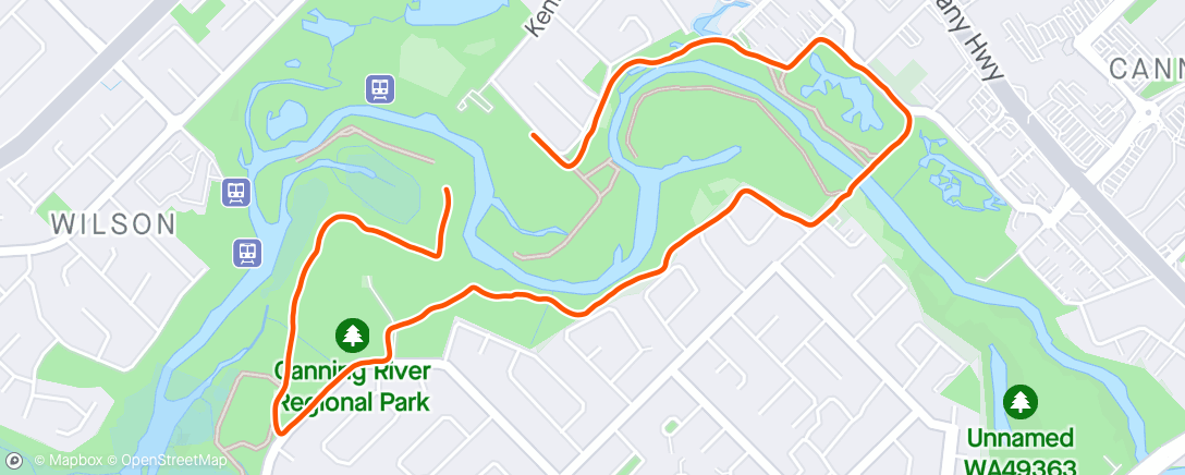 Map of the activity, Canning River Parkrun # 536 - 4/5/24