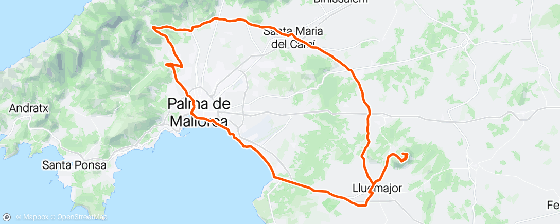 Map of the activity, Palma - esporles - randa y vendaval de regalo para la vuelta🌬️🌬️🌬️