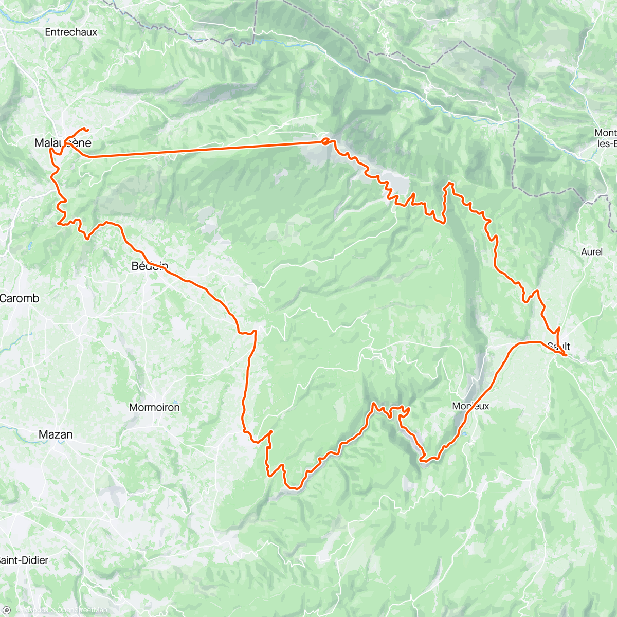Map of the activity, Mt. Ventoux