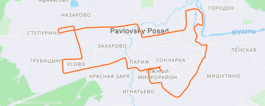 Map of the activity, Дневной забег